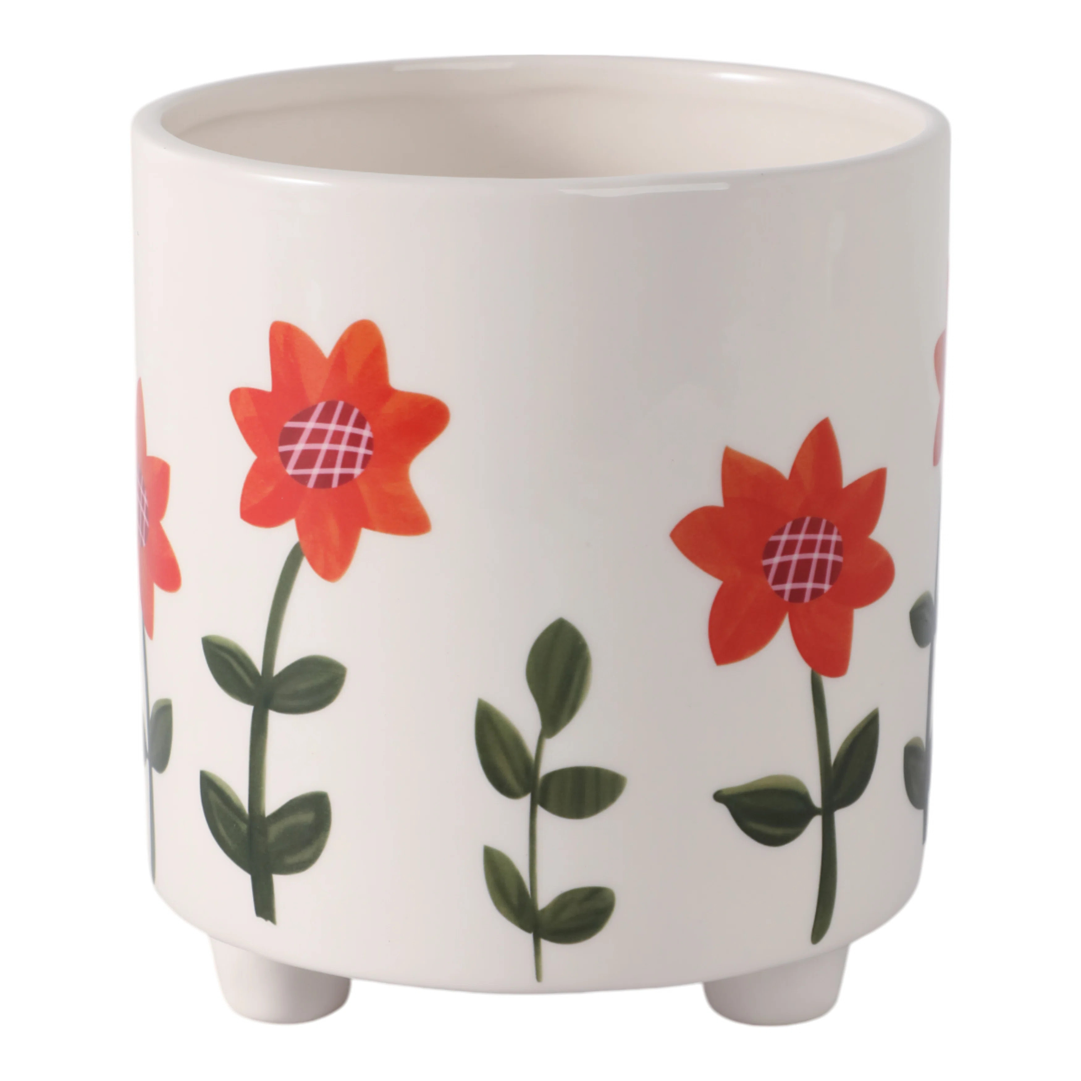 Decorative Indoor And Outdoor Planter With Painted Flower Design - Stylish And Cute Flower Pots F... | Wayfair North America