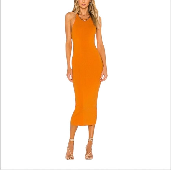 A.L.C. | Orange Sleeveless Midi Dress in Size Large | Poshmark