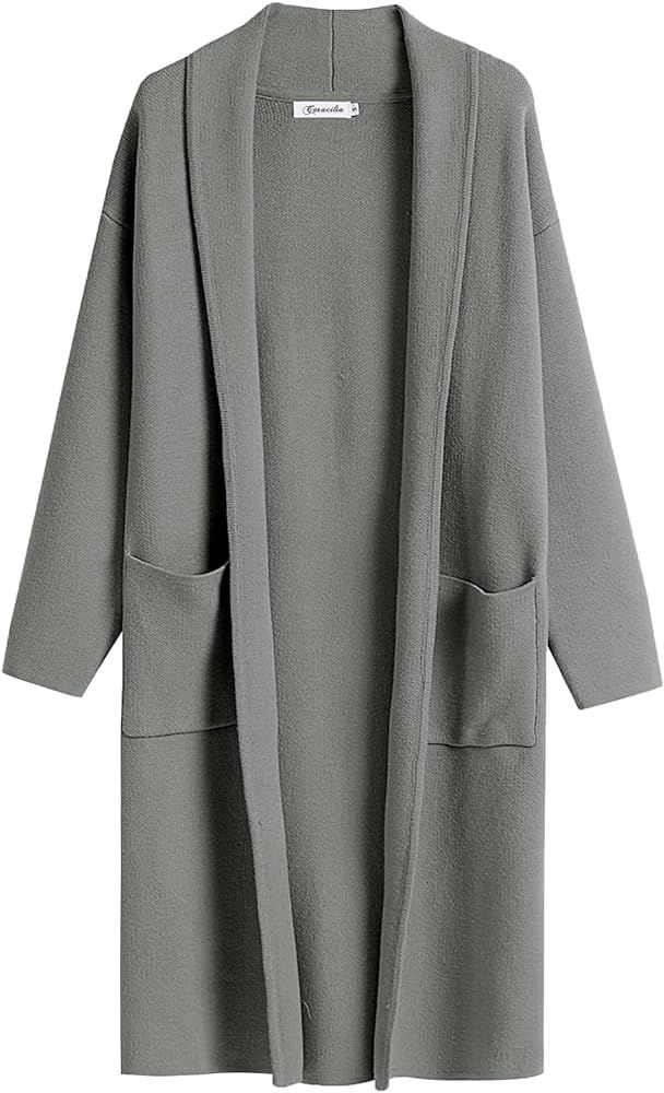 Caracilia Women's Long Knit Cardigan Sweaters 2023 Fall Open Front Lapel Casual Oversized Dressy ... | Amazon (US)