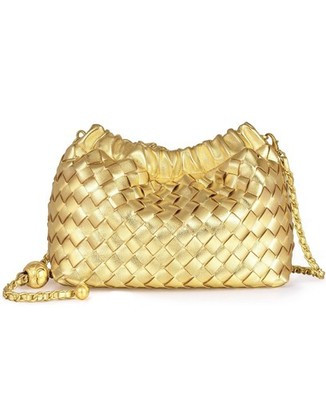 Gold Woven Leather Bag Purse | eBay US