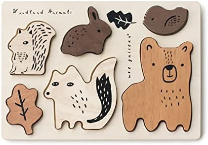Wee Gallery Wooden Tray Puzzle Woodland Animals 2nd Edition - Montessori Toys for Early Learning ... | Amazon (US)