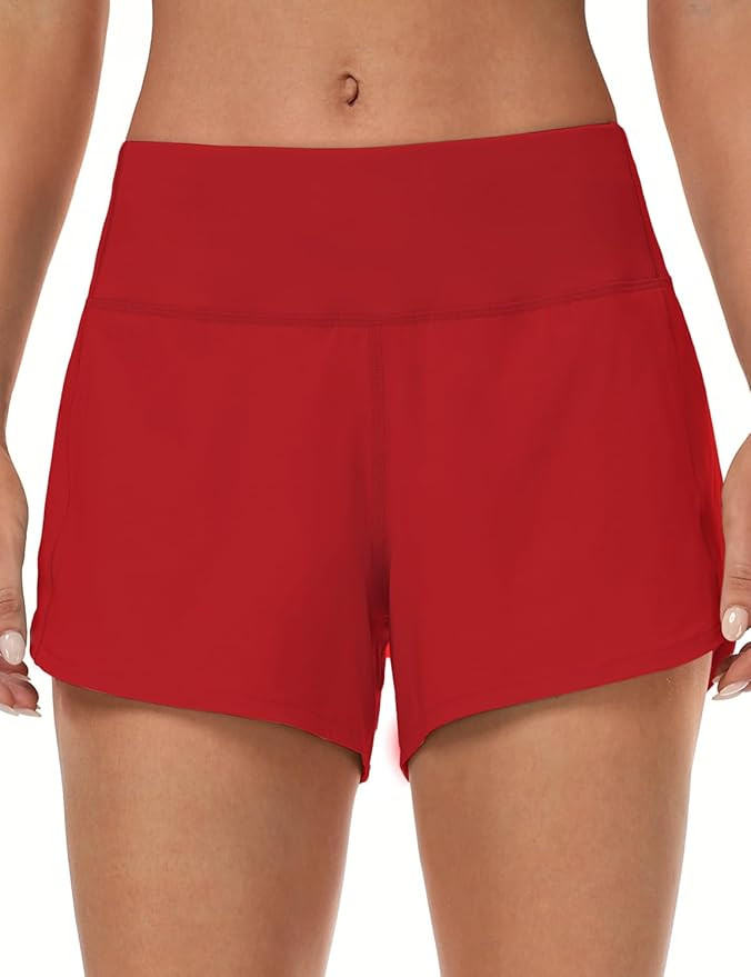 HeyNuts Focus Running Shorts for Women, Mid Waisted Athletic Shorts with Liner Workout Shorts wit... | Amazon (US)