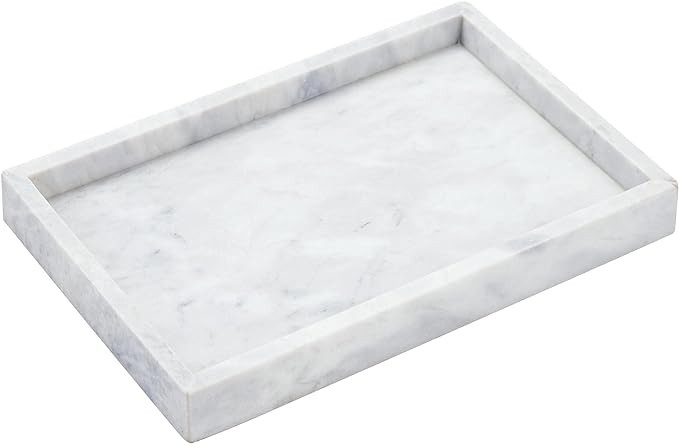 12 x 8 inch Real Natural Marble Vanity Tray, Genuine Marble Storage Tray for Cosmetics/Jewelry, N... | Amazon (US)