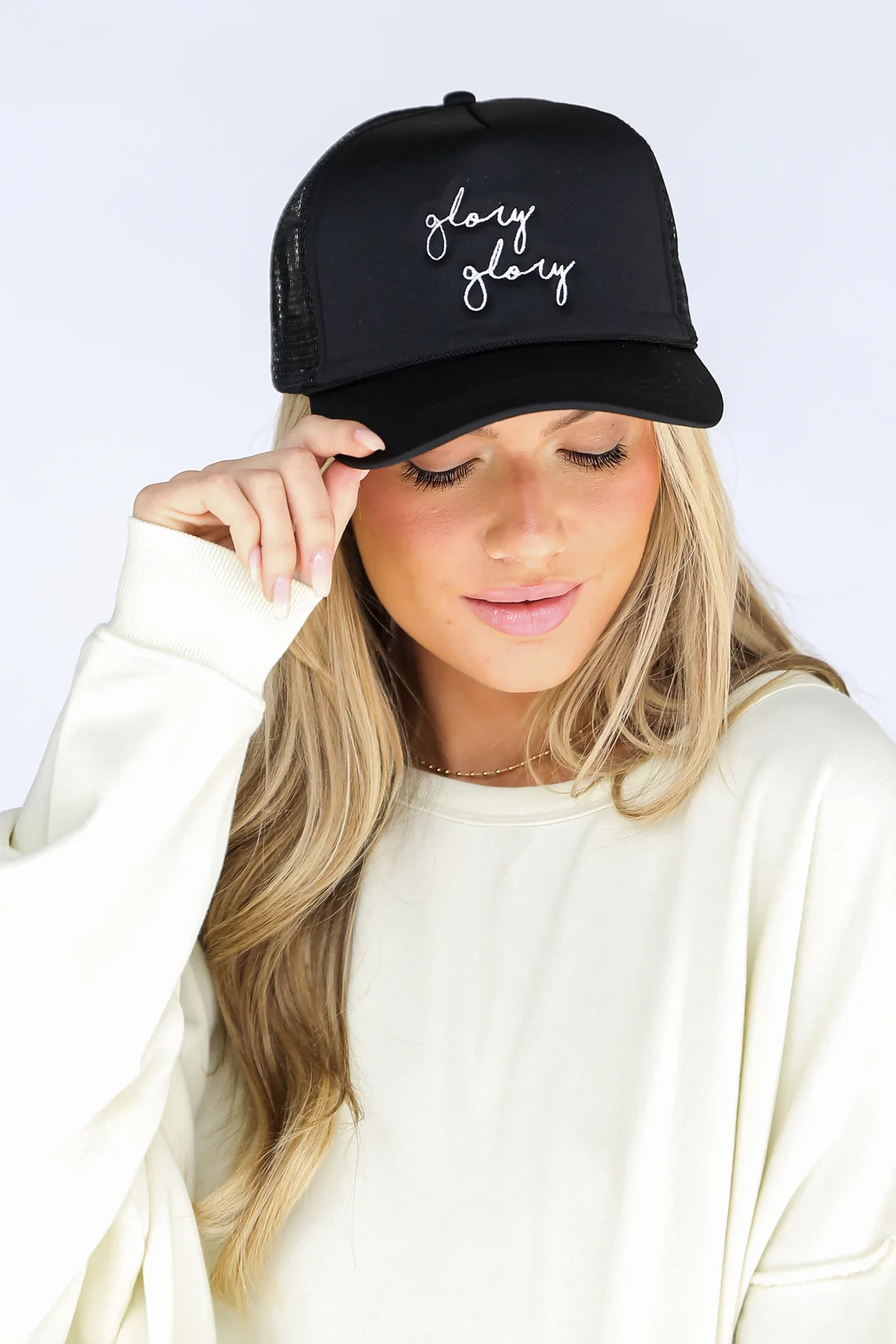 Black Glory Glory Embroidered Trucker Hat | Dress Up