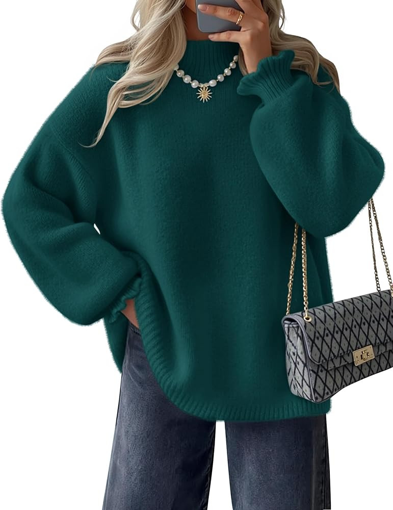 ZESICA Women's Turtleneck Sweaters Dressy Casual Oversized Long Sleeve Knitted Chunky Pullover Sw... | Amazon (US)