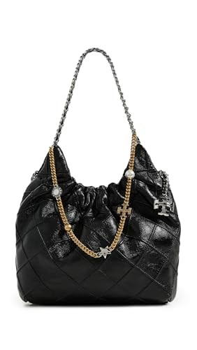 Tory Burch Women's Fleming Distressed Mini Hobo Bag, Black, One Size | Amazon (US)