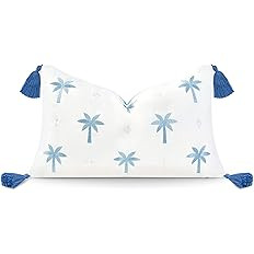 Hofdeco Premium Coastal Hampton Style Patio Indoor Outdoor Lumbar Pillow Cover Only, 12"x20" Wate... | Amazon (US)