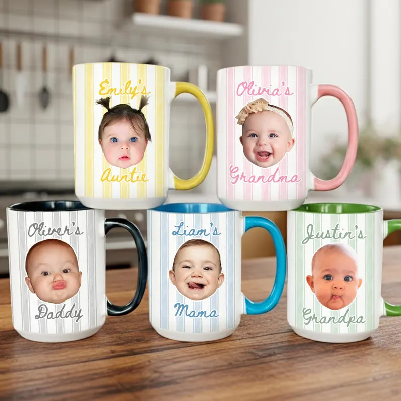 Personalized Kids Face Ceramic Coffee Mug: Custom Baby Face Mug, Mothers Day Gift, New Mom Gift, ... | Etsy (US)