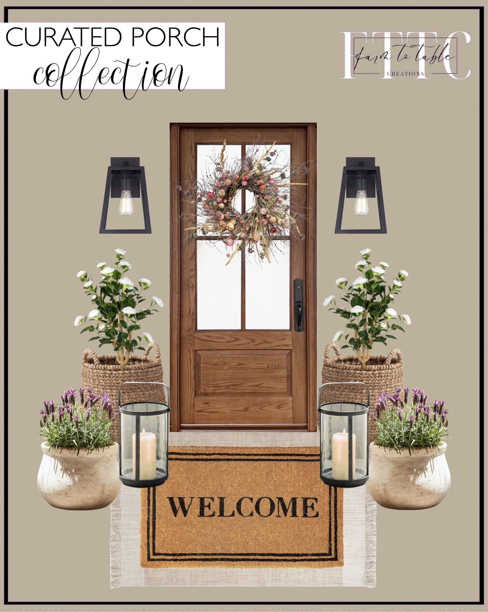 Spring Porch. Follow @farmtotablecreations on Instagram for more inspiration.

Modern Outdoor Light. Handmade Dried Spring Wreath. Kian Outdoor Rug. Classic Welcome Doormat. Clark Lantern Collection. Artisan Handcrafted Cachepots.  Flameless candles. Natural Hyacinth Tote Basket. Romantic Season 2Pack Artificial Camellia Tree 3FT, White Faux Camellia Plant Fake Potted Camellia Flower. Faux Lavender. Unfinished Mahogany Front Door. 

Living Room | Dining Room | Dining Room Artwork | Bathroom Finds | Bedroom Finds | Bedroom Furniture | nightstands | Home Decor| Fireplace Decor | Spring Refresh |  Bedroom Finds | Neutral Stems | Spring Stems | Bookshelf Decor | Bedroom Space | Cozy Corner | Bathroom | Curated Entryway | Spring  Decor | End of Year Clearance | Trending Decor | Viral Decor  | Coffee Table Decor | Neutral Decor | Fall Stem Sale | Target Finds | Skinny Bench | Bedroom | Living Room | Breakfast Nook | Amazon Home | Target Sale | Loloi Rugs | Magnolia Home | console table | console table styling | faux stems | entryway space | front porch decor | neutral decor | entryway decor | cozy home | affordable decor |  home decor | home inspiration | console styling | entryway rug | cozy moody home | moody home decor | neutral home | bathroom decor | living room | spring decor | Hearth & Hand | Studio McGee | 2025 Home Trends | trending home | Crate&Barrel 


#LTKFindsUnder50 #LTKHome #LTKSaleAlert