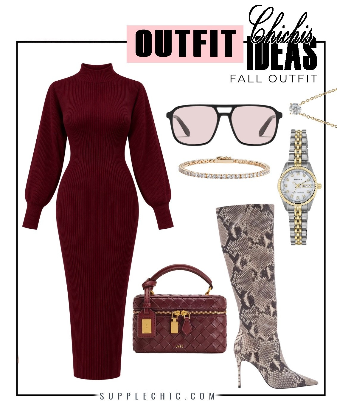 This ribbed sweater dress is a beautiful fall staple with a flattering silhouette and cozy texture. Paired with statement knee-high boots and elegant accessories, it creates an elevated look for dinners, date nights, holiday events, and seasonal gatherings.   Fall Outfit Ideas Fall Fashion Burgundy Dress Outfit Sweater Dress Outfit Burgundy Sweater Dress Knee High Boots Outfit Fall Date Night Outfit Holiday Outfit Ideas Elegant Fall Outfit Autumn Fashion Inspiration Cozy Chic Outfit

#LTKootd #LTKMidsize #LTKSeasonal