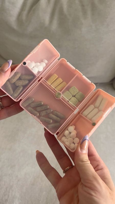 FYY Daily Pill Organizer, 7 Compartments Portable Travel Pill Case [Folding Design]Pill Box for Purse Pocket to Hold Vitamins,Cod Liver Oil,Supplements and Medication-Pink 

#LTKFind #LTKsalealert #LTKtravel