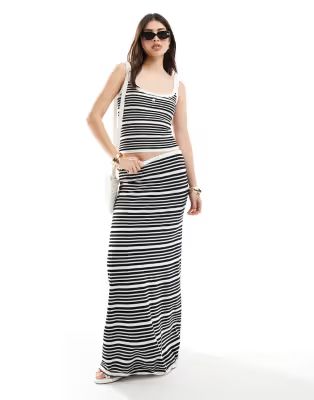 4th & Reckless knit cami top and maxi skirt set in black stripe | ASOS (Global)