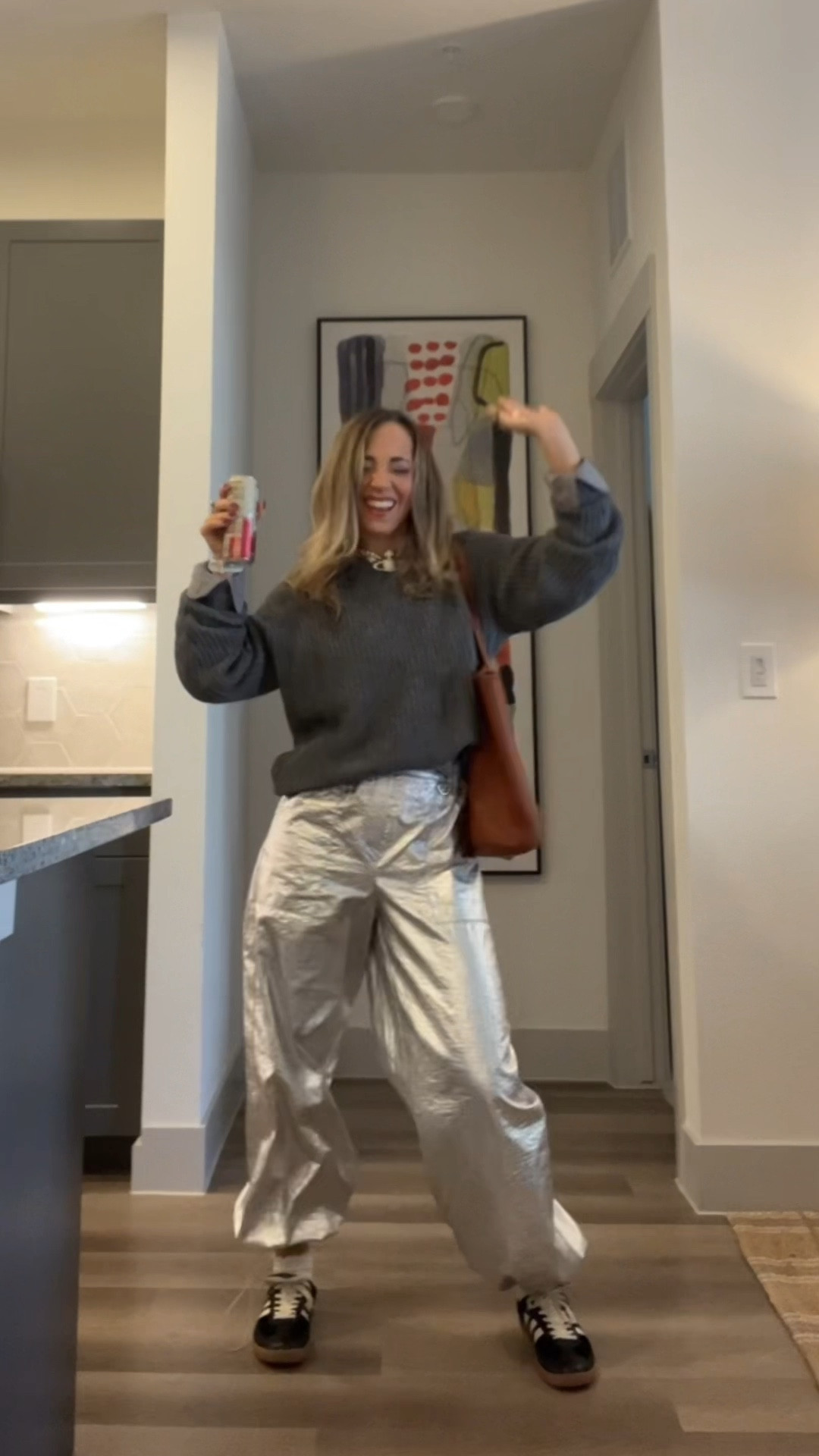 A quick lil work fit, silver metallic pants, black wales bonner adidas, American apparel cableknit sweater, gray pinstripe shirt, 

#LTKHoliday #LTKootd #LTKWorkwear