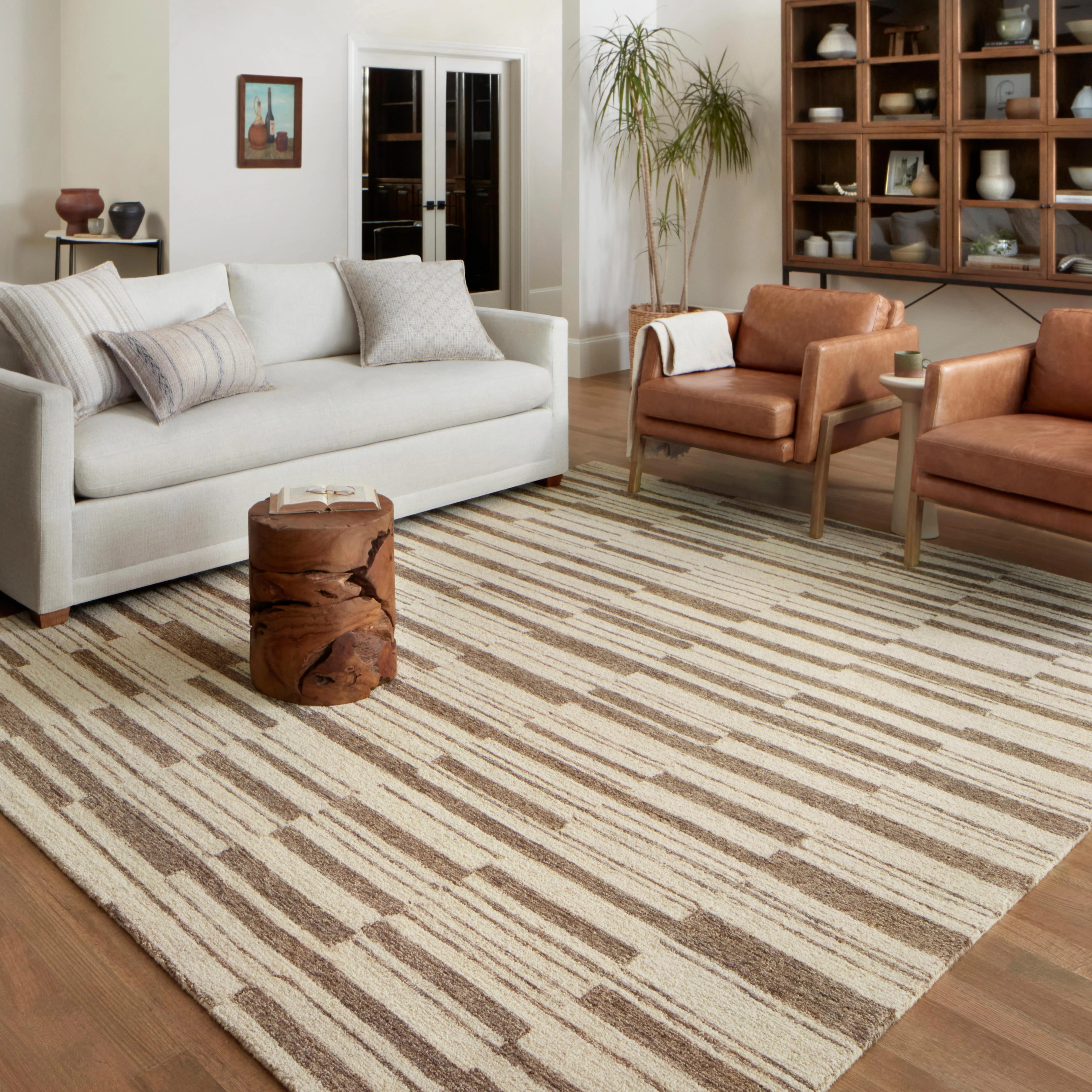 Chris Loves Julia x Loloi Polly Striped Beige/Tobacco 8'-6" x 11'-6" Area Rug | Walmart (US)