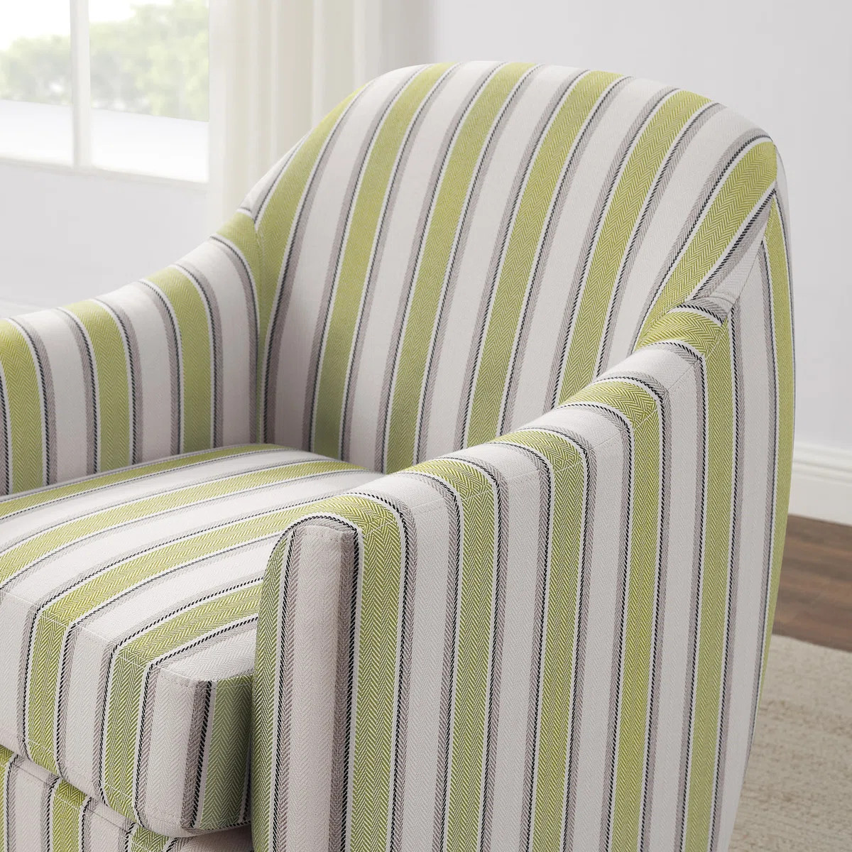 Set Of 2, 29.92In Striped Fabric Swivel Accent Chair | Wayfair North America