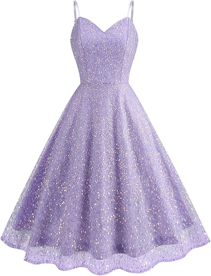 IWEMEK Women's Glitter Sequin Dress Spaghetti Strap Sparkle Party Dress Sparkly Homecoming Dress ... | Amazon (US)