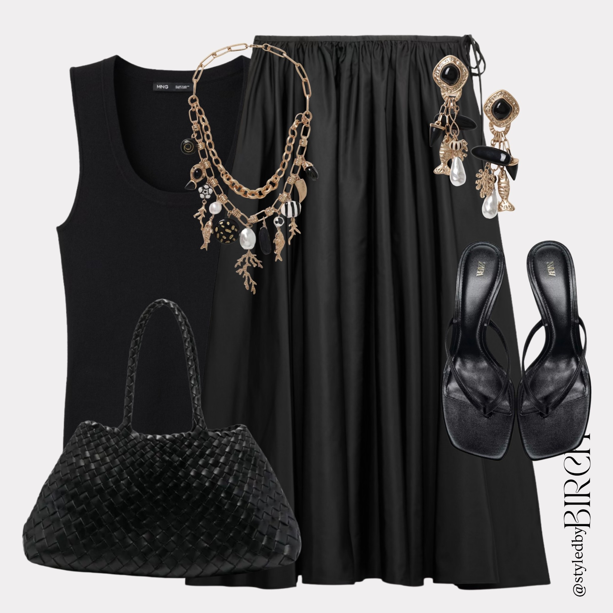 Is it too soon to be planning holiday evening outfits… asking for a friend 🌤️

Simple, elevated and the kind of outfit that looks effortless but feels really special.

#ootd #outfitinspo #holidayoutfit #blackstyle #chicstyle

Tags 🏷️
Black ribbed tank, black midi skirt, black woven shoulder bag, black leather flip flops, gold charm layered necklace, black and gold drop earrings

#LTKeurope #LTKsummer #LTKspring