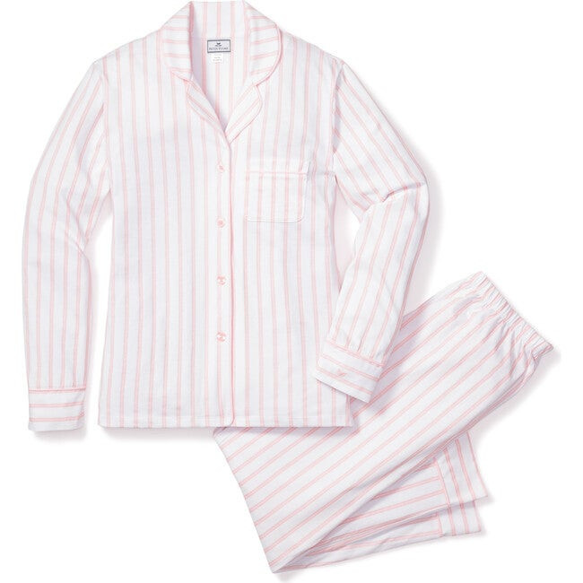 Petite Plume | Women's Pima Cotton Pajama Set, Pink Stripe (Prints, Size X-Small) | Maisonette | Maisonette