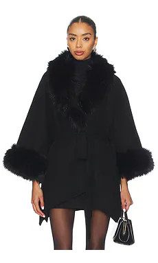 Alice + Olivia Joanne Sweater Coat With Faux Fur Trim in Black from Revolve.com | Revolve Clothing (Global)