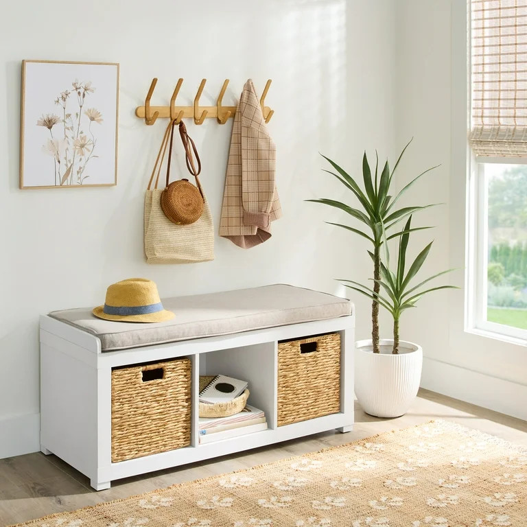 Better Homes & Gardens 3-Cube Storage Bench, White Texture | Walmart (US)