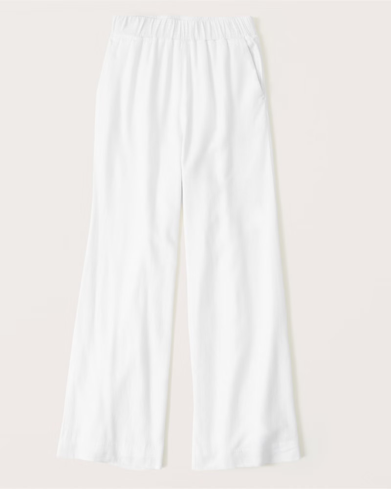 Linen-Blend Pull-On Wide Leg Pants | Abercrombie & Fitch (US)