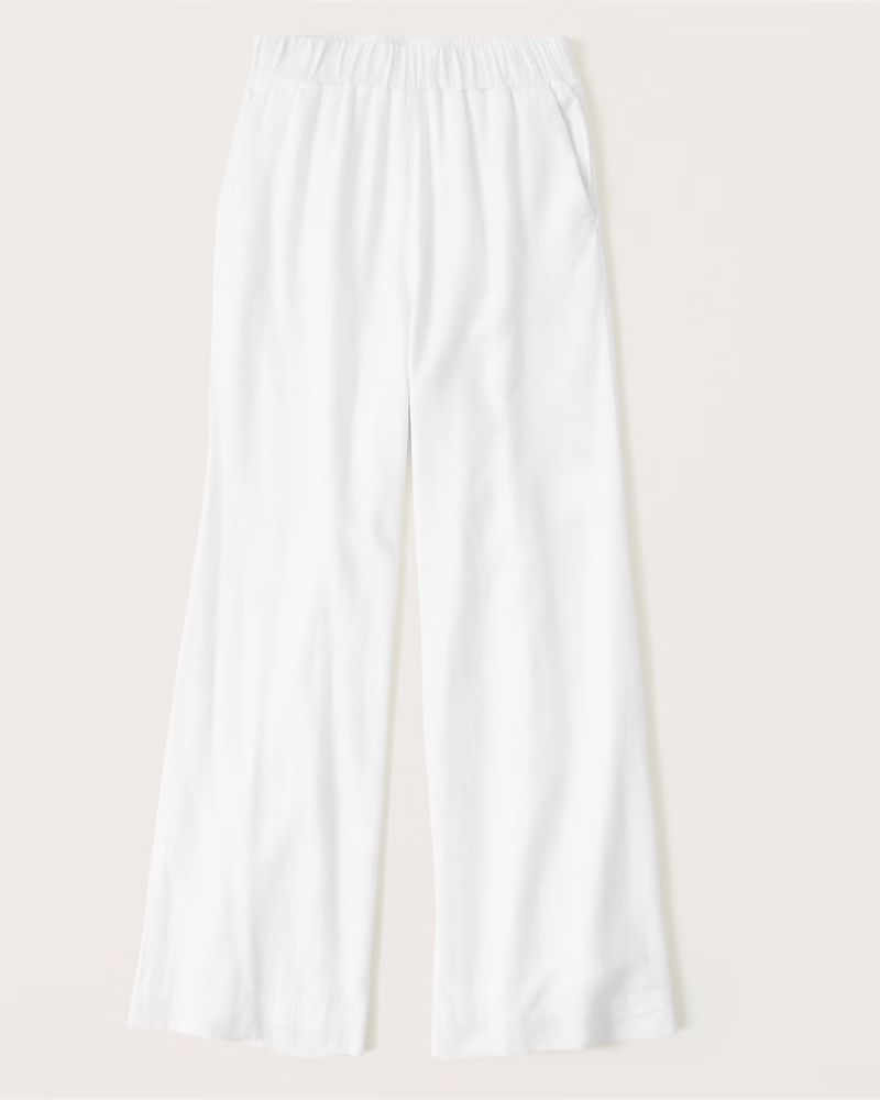 Linen-Blend Pull-On Wide Leg Pants | Abercrombie & Fitch (US)