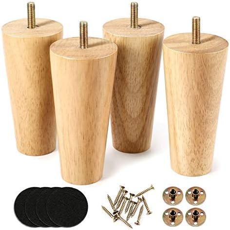 One Sight 5 inch Solid Wood Furniture Legs Dresser Legs Sofa Replacement Legs, Mid Century Sofa L... | Amazon (US)