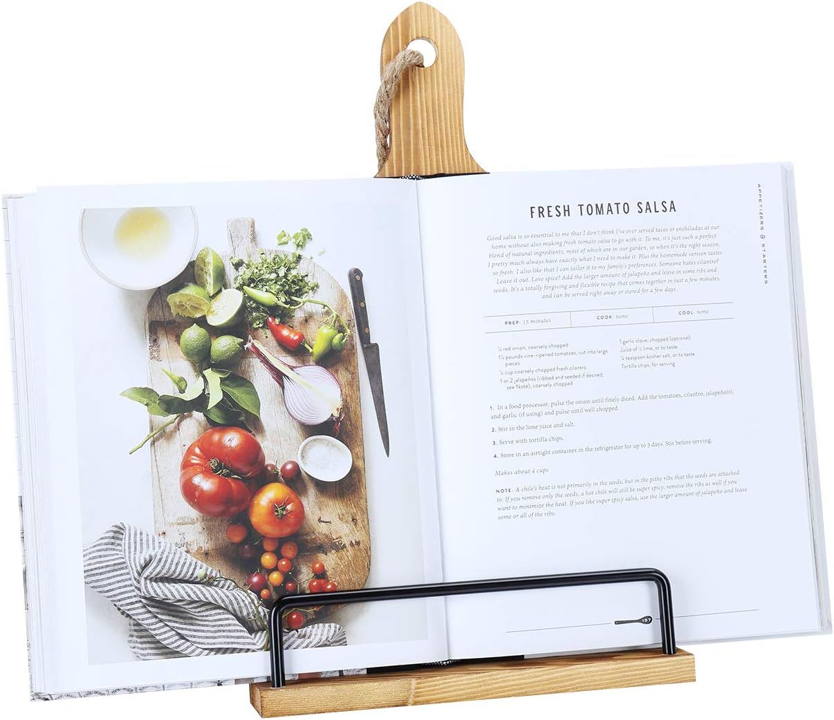 Soligt Cookbook Stand Adjustable iPad Tablet Holder Rustic Wood Cutting Board Style | Amazon (US)
