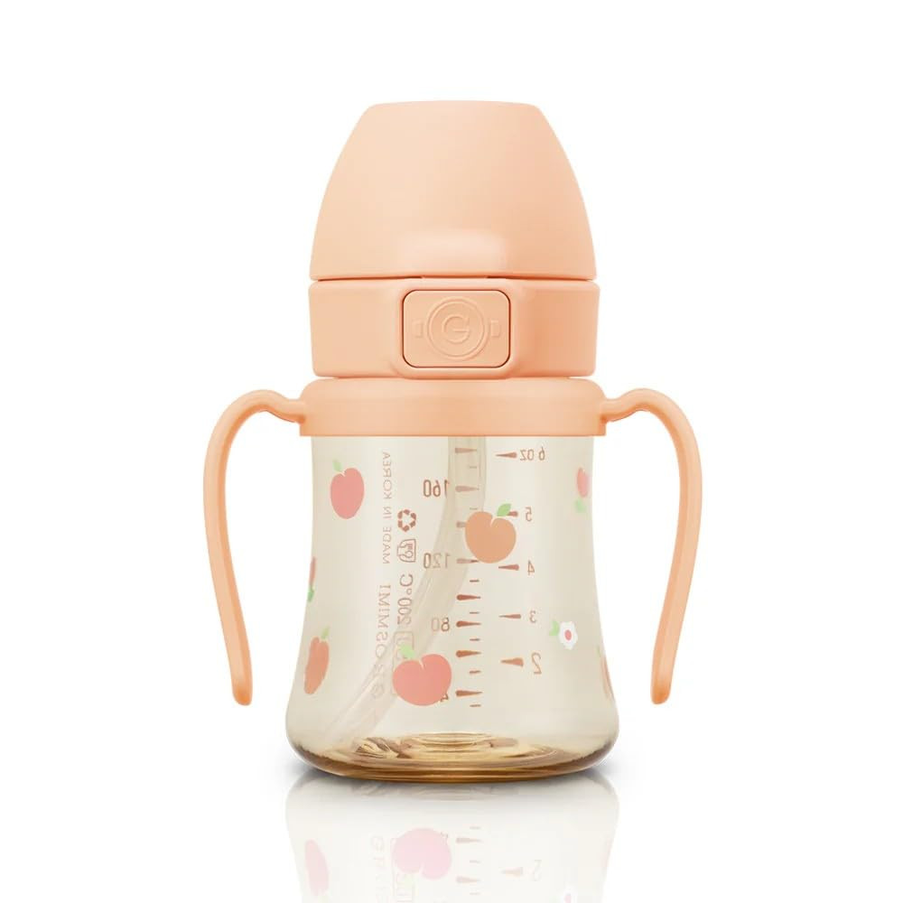 GROSMIMI Flip Top Spill Proof Sippy Cup, PPSU, BPA Free, 6 oz, Stage 2 Straw for Toddlers (Peach ... | Amazon (US)