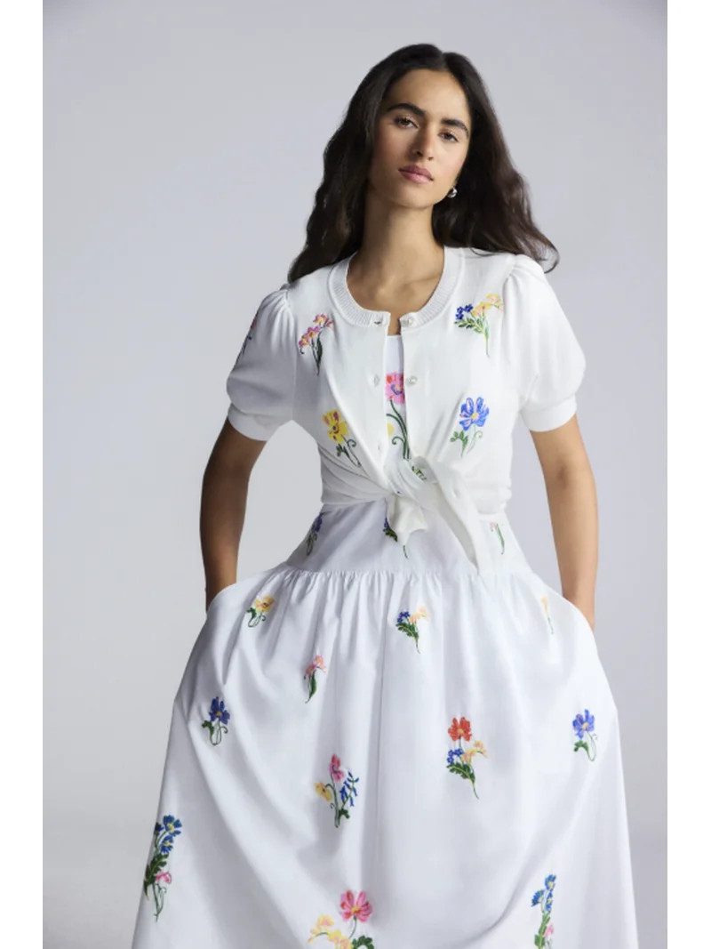 Free Assembly Women's and Women's Plus Embroidered Cotton Sleeveless Maxi Dress, Sizes XS-4X | Walmart (US)