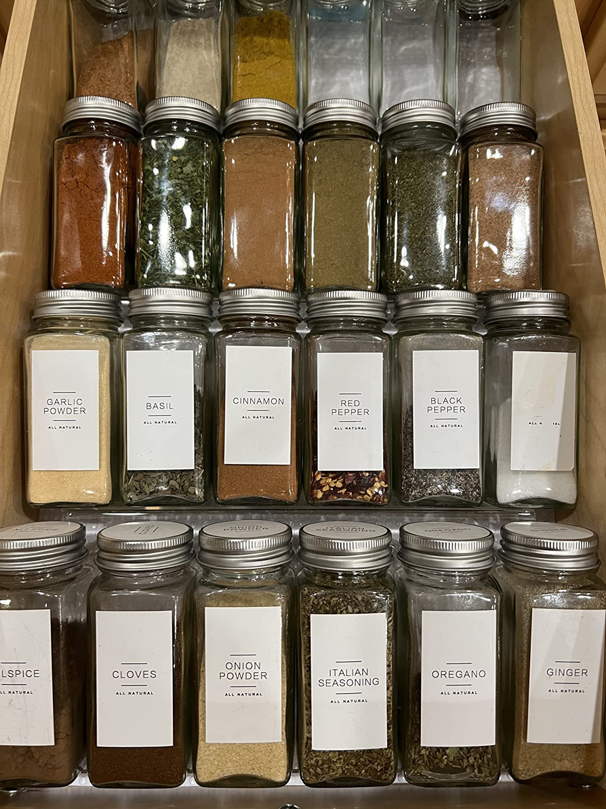 Clear Acrylic Spice Drawer Organizer, 4 Tier- 1 Set Seasoning Jars Drawers Insert, Kitchen Spice ... | Amazon (US)