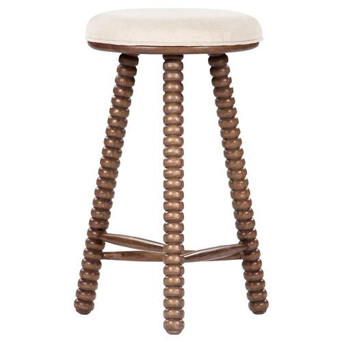 Tobi Rustic Lodge Brown Oak Wood Spindle Backless Counter Stool | Kathy Kuo Home