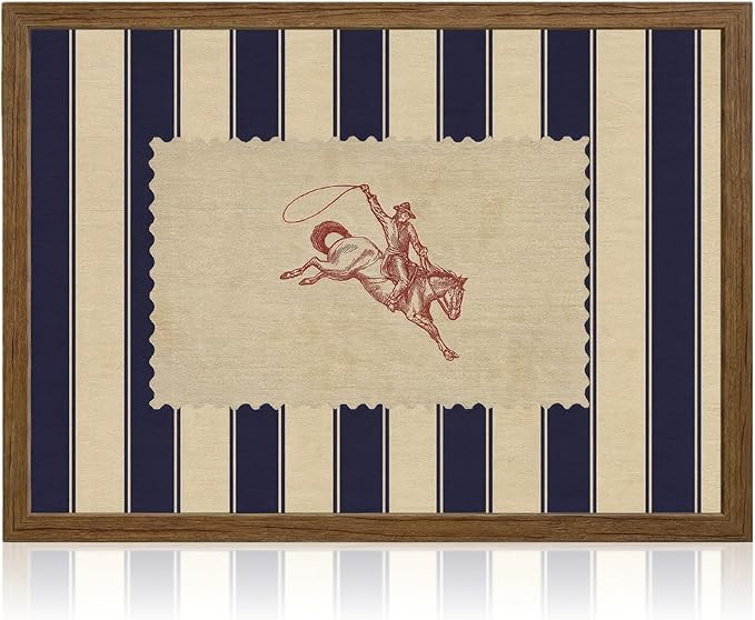 Western Cowboy Wall Art Striped Rodeo Print Poster Mid Century Horse Pictures Canvas Wall Decor R... | Amazon (US)