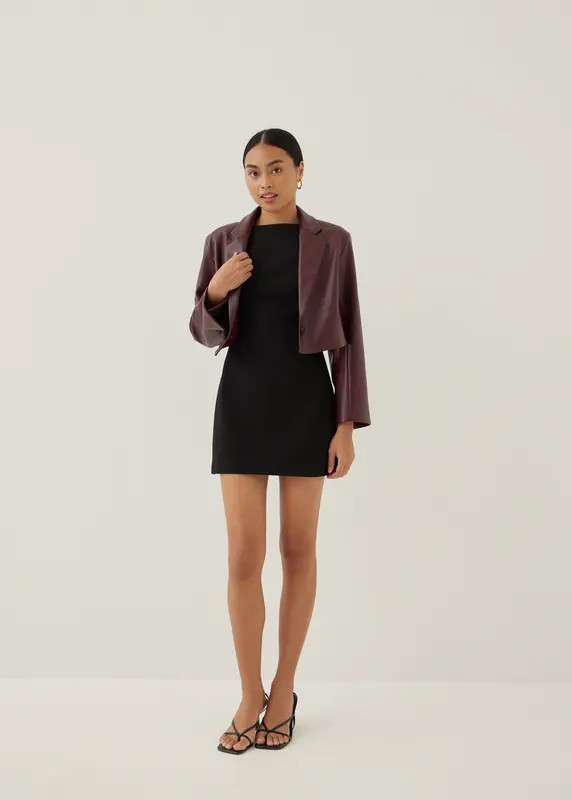 Reagan Pleather Crop Blazer | Love, Bonito USA