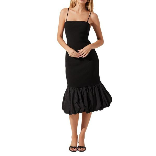 Women's ASTR The Label Brittnea Bubble Hem Midi Dress Medium Black | Scheels Sports