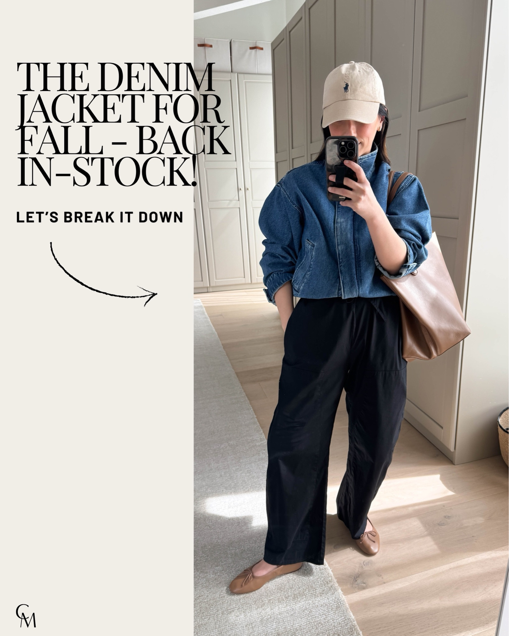 The funnel neck denim jacket that sold out so fast in the spring, is back! This is such a great jacket. I like this in a small. 

Madewell jacket small 
J.crew tee medium 
Pistola poplin pants xs - old, linked similar
Loeffler Randall flats 35 
Mansur Gavriel tote color is old, linked similar
Polo Ralph Lauren hat

#LTKmomlife #LTKPetite
