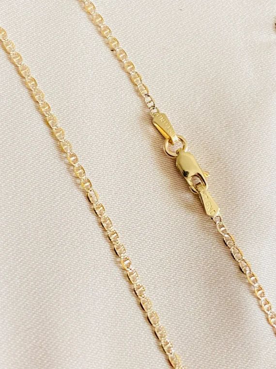 Solid 10K Gold Shiny Diacut Mariner Box Rope Chain Necklace - Etsy | Etsy (US)
