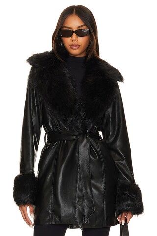 Show Me Your Mumu Penny Lane Coat in Black Faux Leather & Faux Fur from Revolve.com | Revolve Clothing (Global)