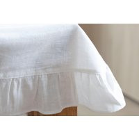 White Ruffled Tablecloth, Custom Size Available, Table Decor, Altar Cloth, Many Colors Available | Etsy (US)