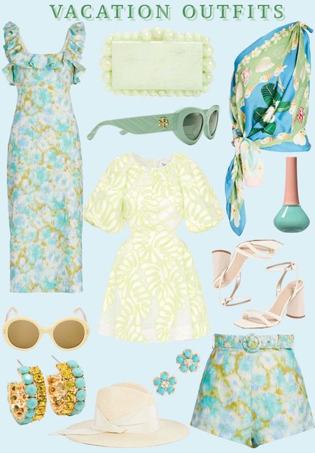 Colorful, dresses, vacation, vacation outfits, vacation style, sunglasses, blue dress, Zimmermann, beach vacation 

#LTKunder100 #LTKstyletip #LTKtravel