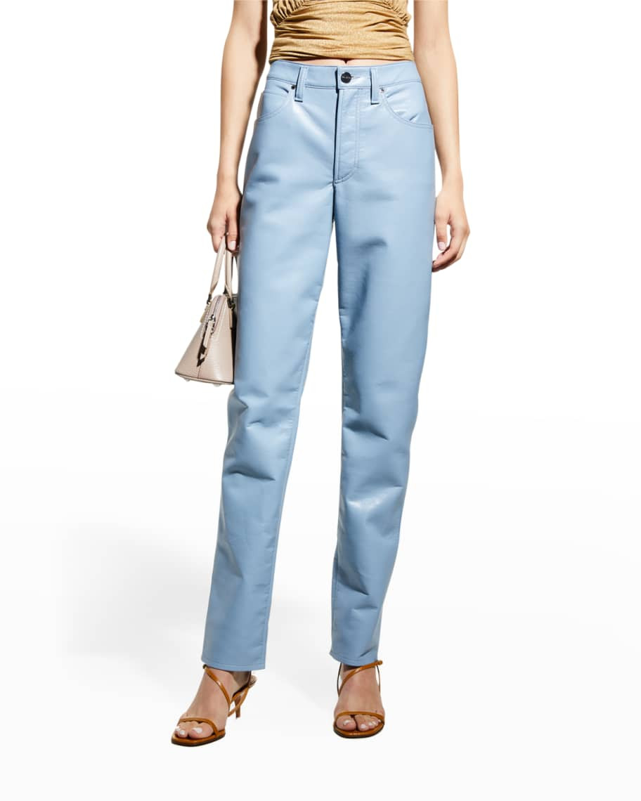 Goldsign The Stacked Royal Straight Leather Pants | Neiman Marcus