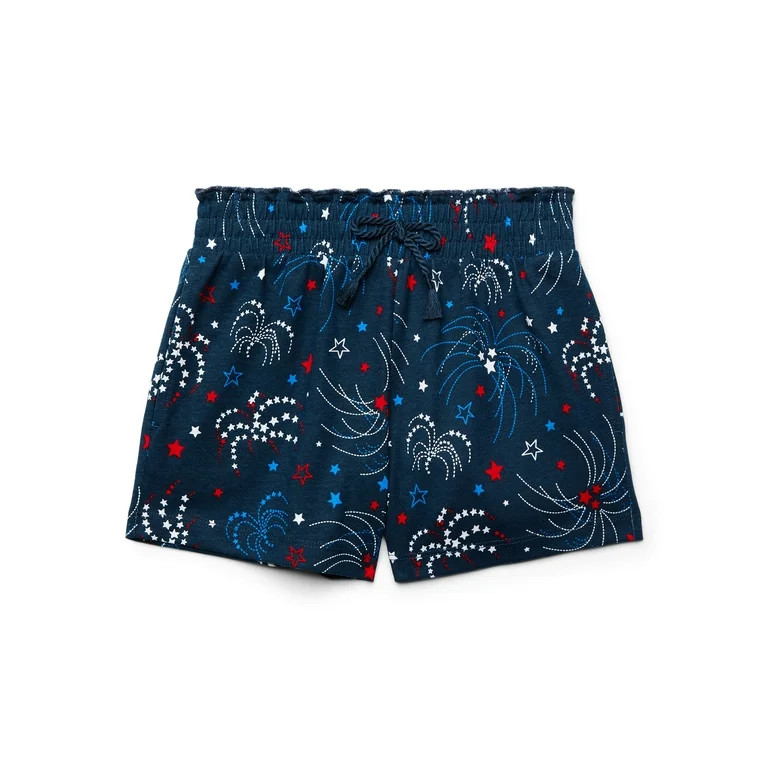 Wonder Nation Girls Americana Printed Firework Shorts, Sizes 4-18 - Walmart.com | Walmart (US)