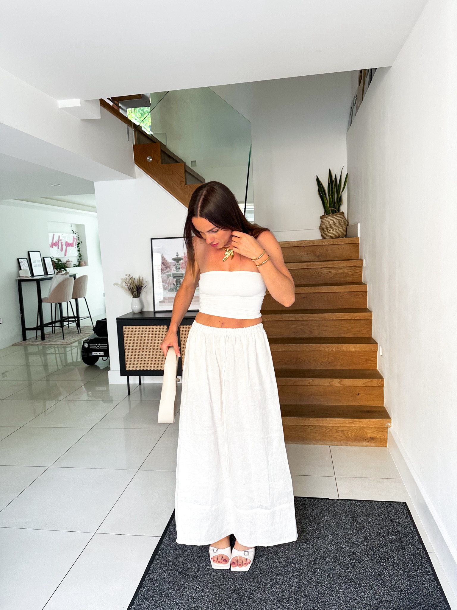 Massimo Dutti Linen Skirt, ASOS Mules, Meshki Top, Mint Velvet Bangle, Massimo Dutti Choker 🤍

(Alternatives linked)

#LTKsummer #LTKuk #LTKeurope