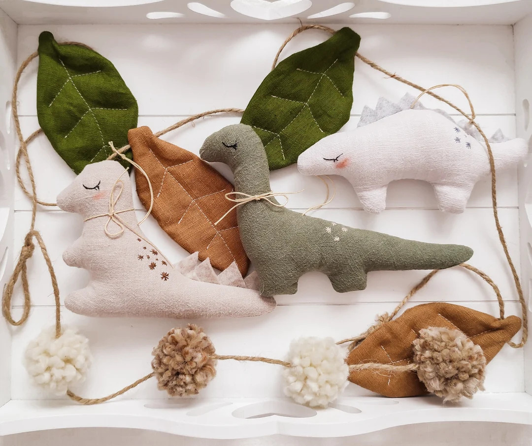 Linen Dinosaurs garland, Dinosaurs wall decoration, Dinosaur bunting, Dino garland | Etsy (CAD)