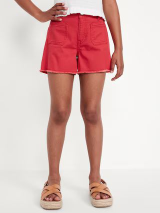 High-Waisted Pocket Frayed-Hem Shorts for Girls | Old Navy (US)