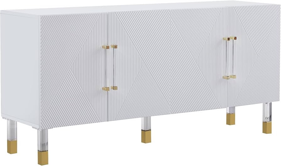 Best Master Furniture Quinn Contemporary Lacquer Sideboard, with Storage Acrylic/Gold Handles and... | Amazon (US)