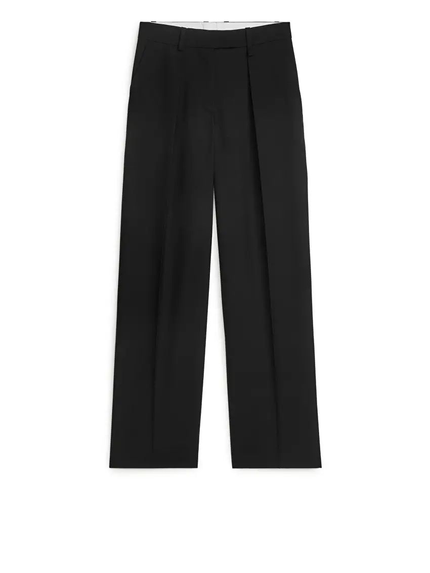 Hopsack Wool Trousers - Black - ARKET CY | ARKET (US&UK)