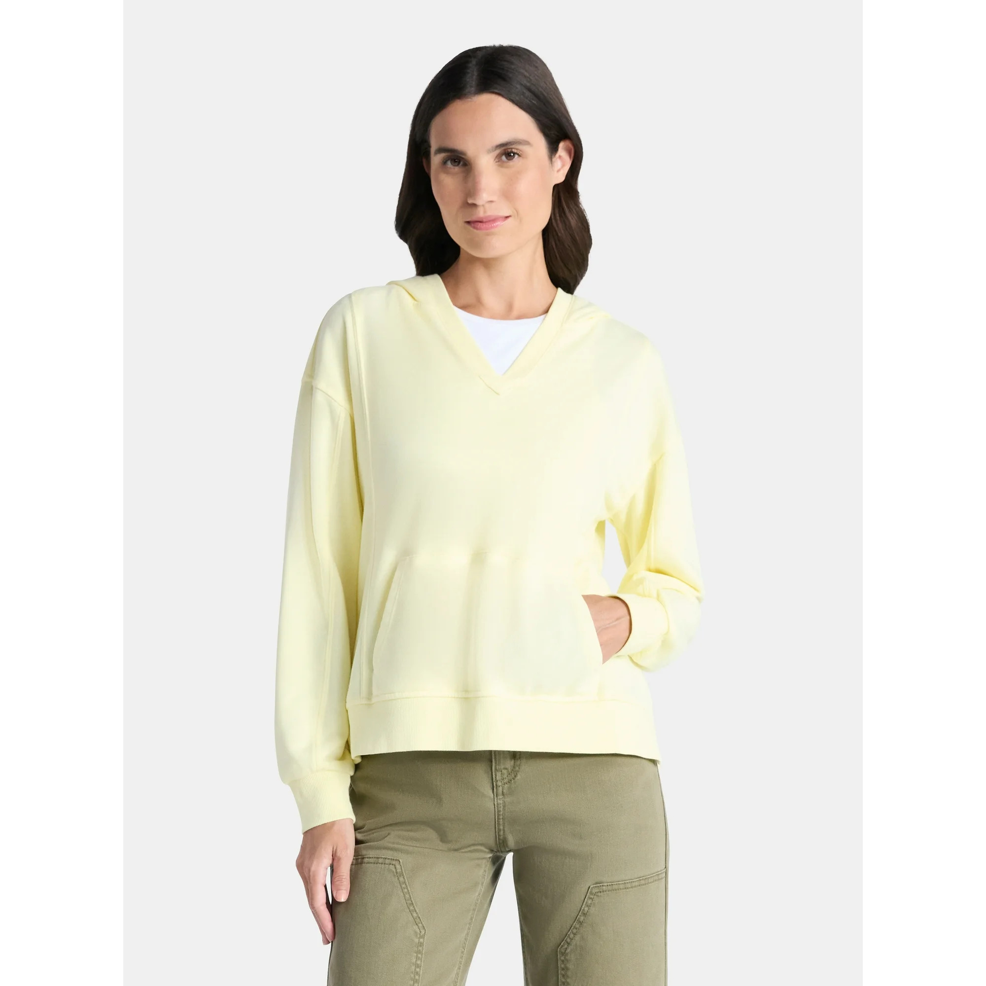 Time and Tru Women's Split Neck Hoodie, Sizes XS-3XL | Walmart (US)