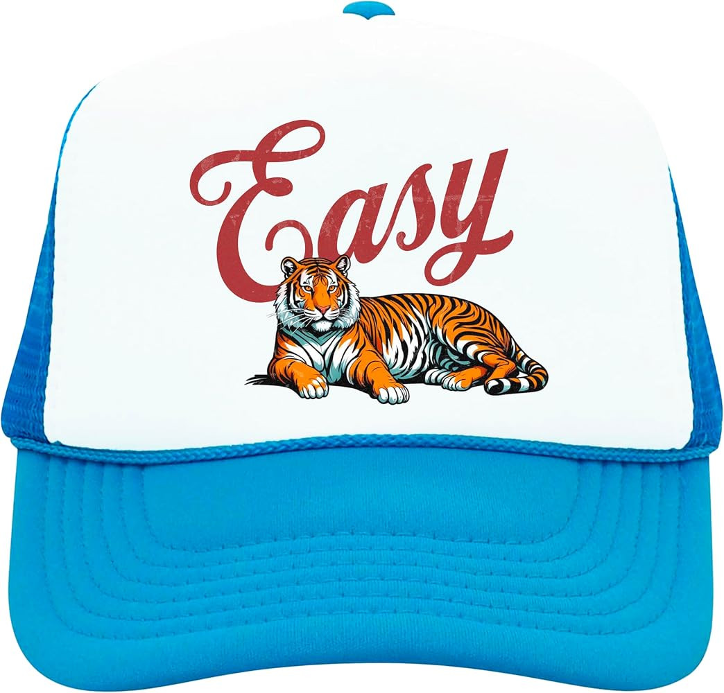 Retro Easy Tiger Trucker Hat for Men & Women Funny Quote Foam Front Classic 5 Panel Mesh Snapback | Amazon (US)