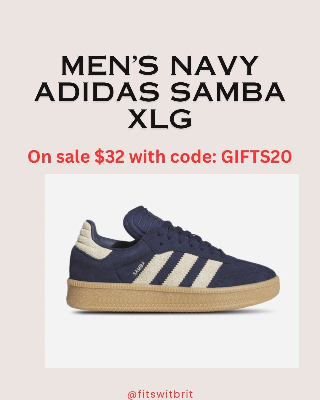 Men’s Navy Adidas Samba XLG on sale $32 with code:GIFTS20

#LTKFindsUnder50 #LTKSaleAlert #LTKMens